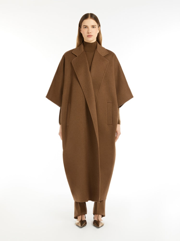 Camel drap cape coat