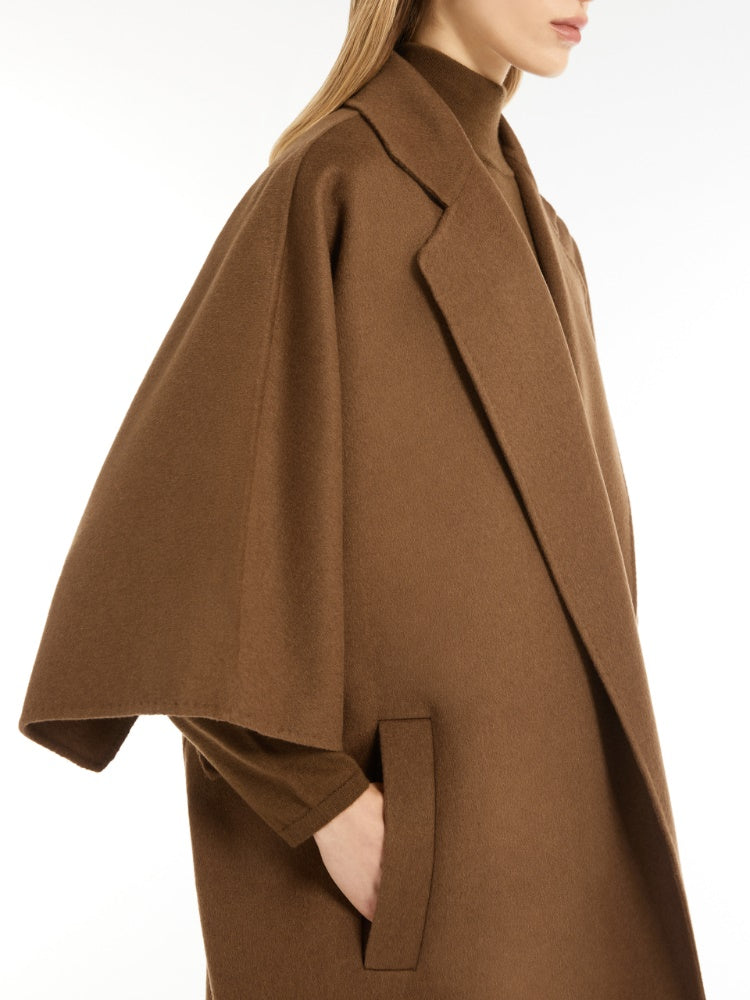 Camel drap cape coat