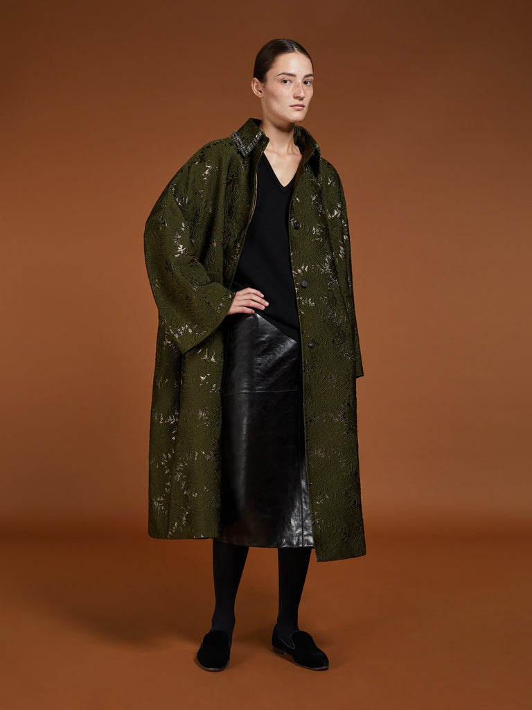 Cloqué jacquard cape coat