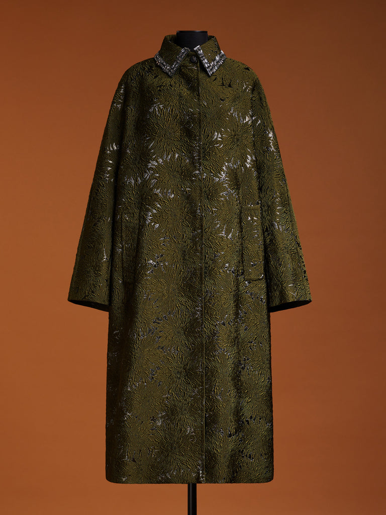 Cloqué jacquard cape coat