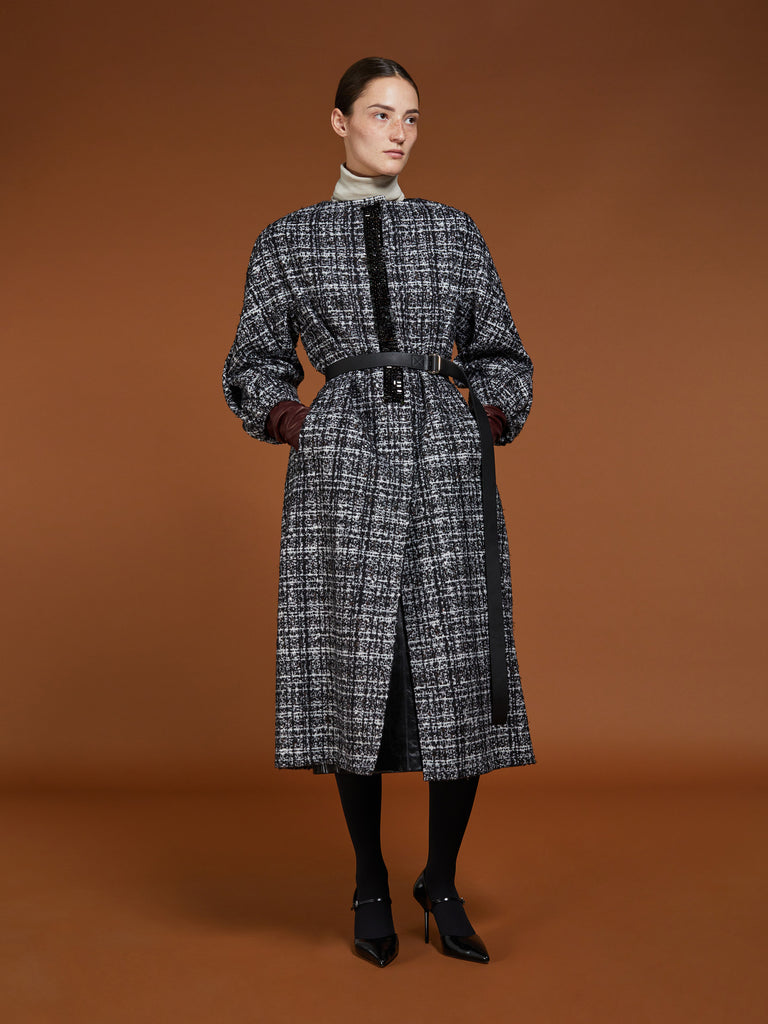 Silk, mohair and wool tweed cardigan coat