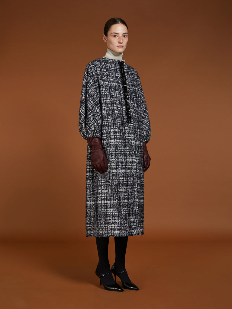 Silk, mohair and wool tweed cardigan coat