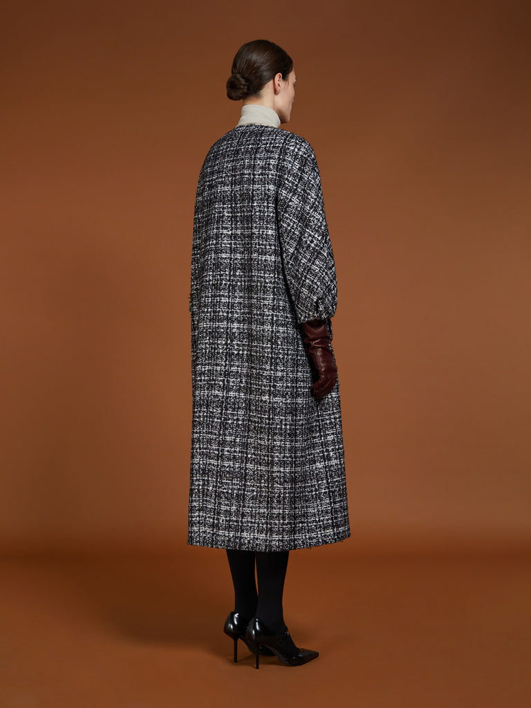 Silk, mohair and wool tweed cardigan coat