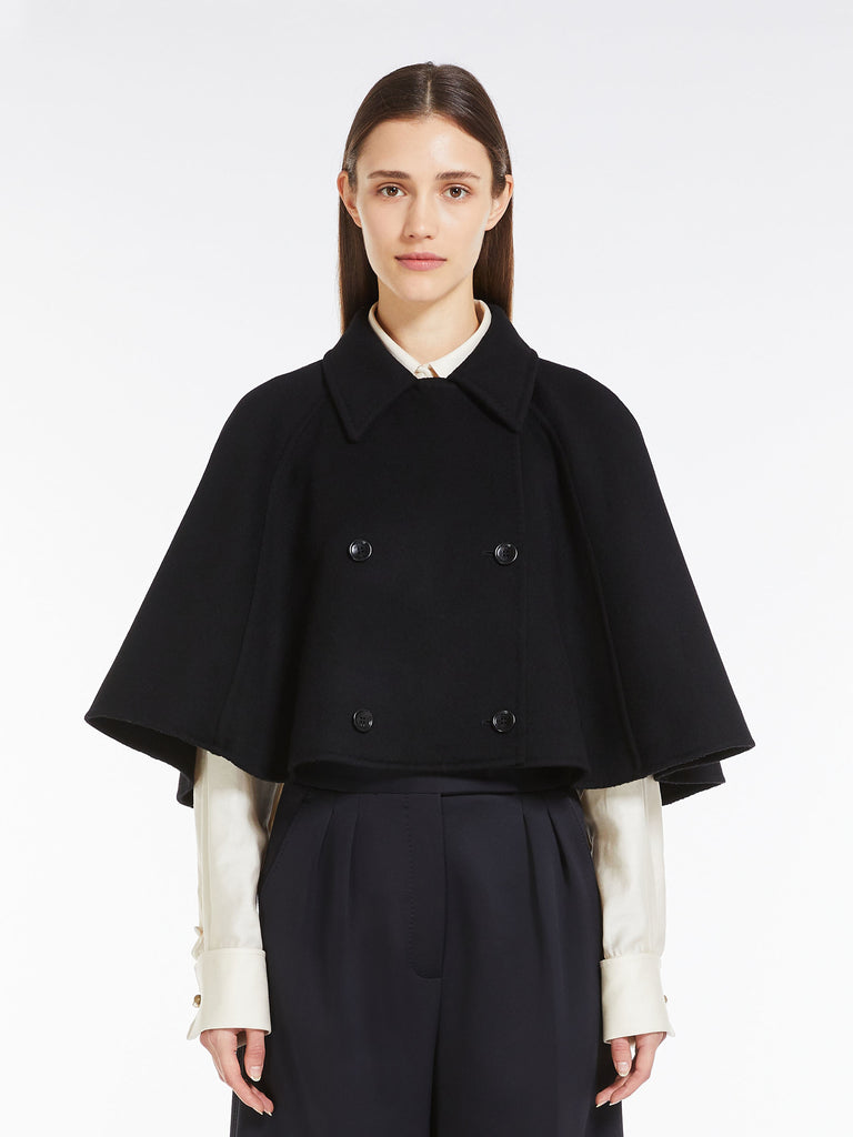 Short wool and cashmere cape