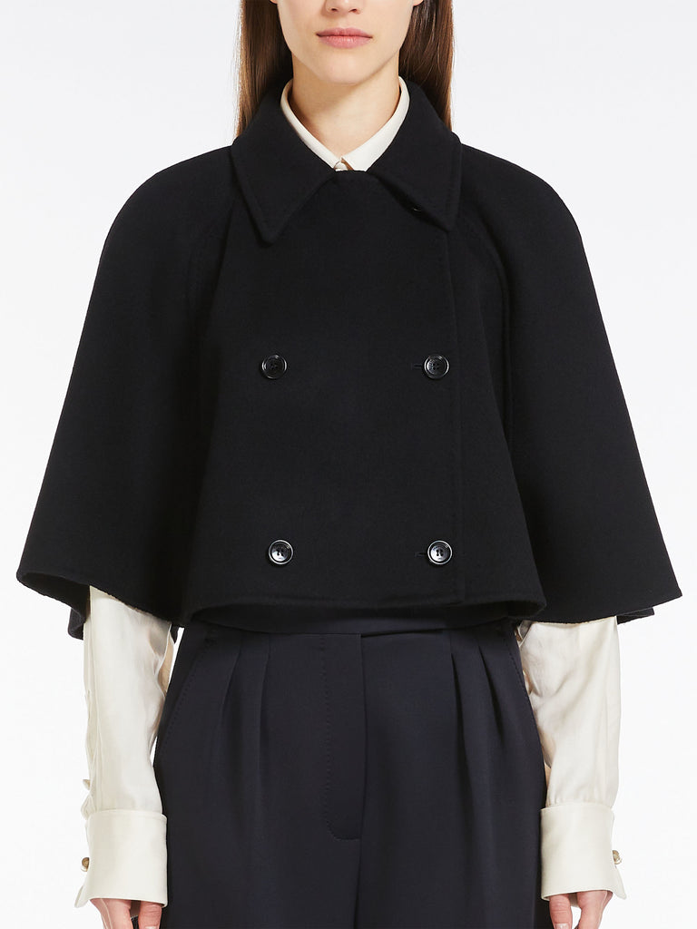 Short wool and cashmere cape