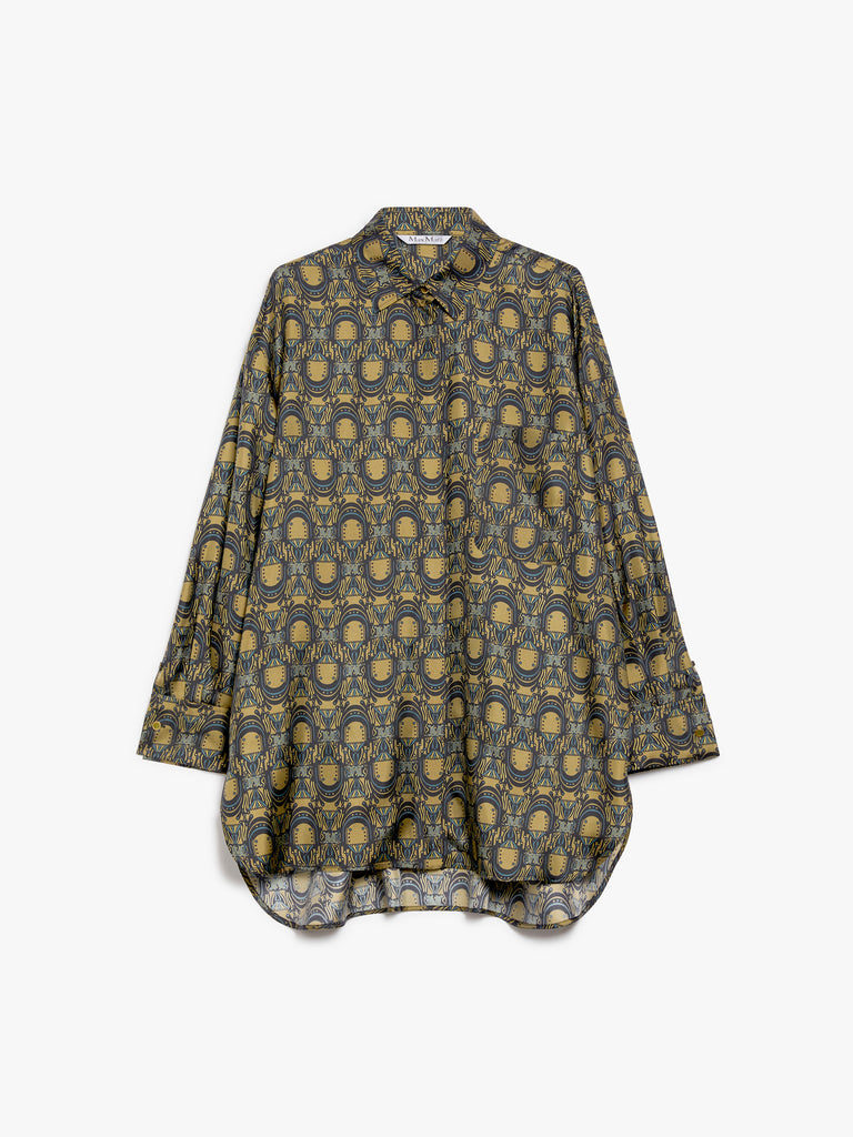 Oversized printed silk shirt