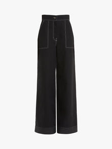 Cotton and linen wide trousers