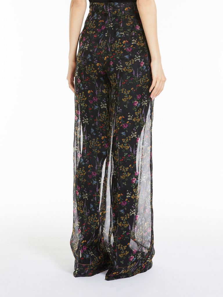 Wide leg trousers in printed organza