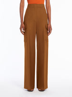 Stretch satin wide trousers