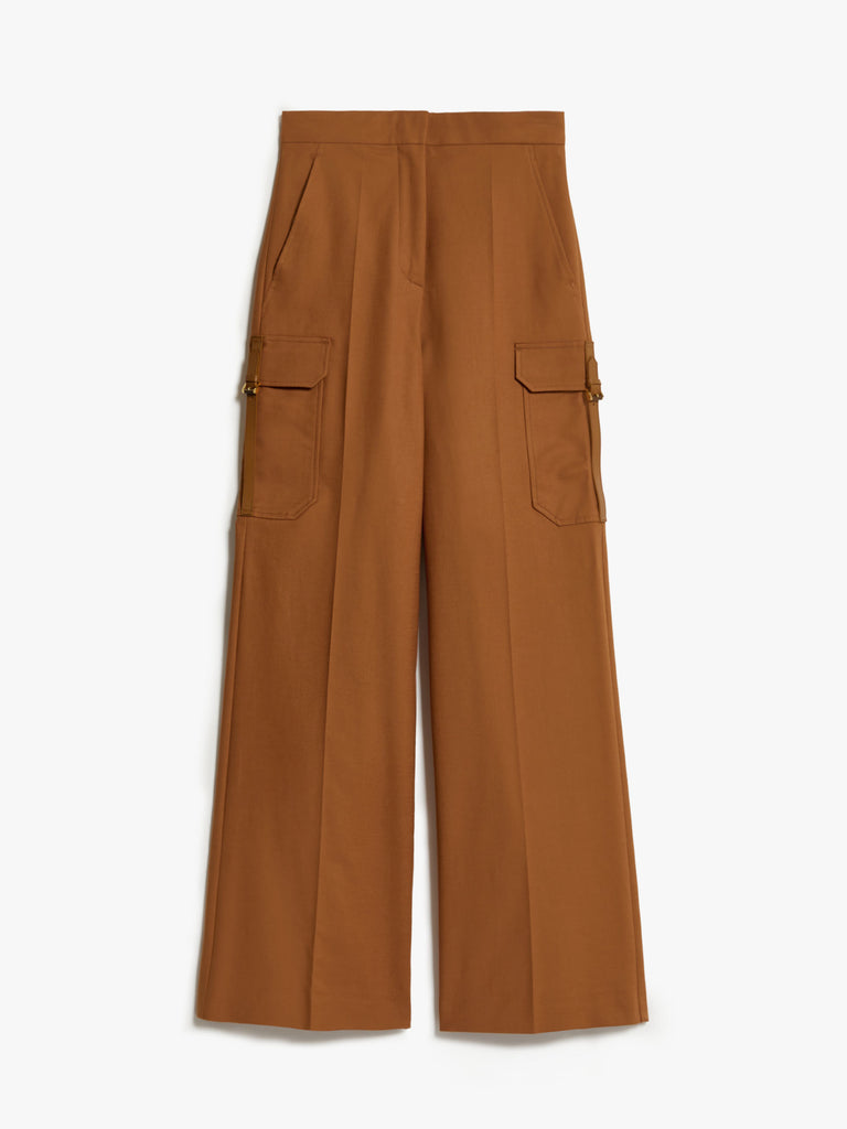 Stretch satin wide trousers