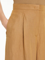 Wide trousers in silk and linen