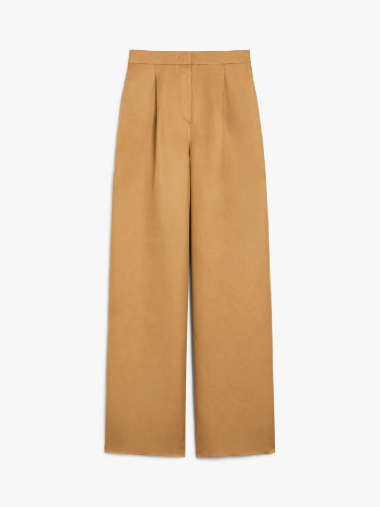 Wide trousers in silk and linen