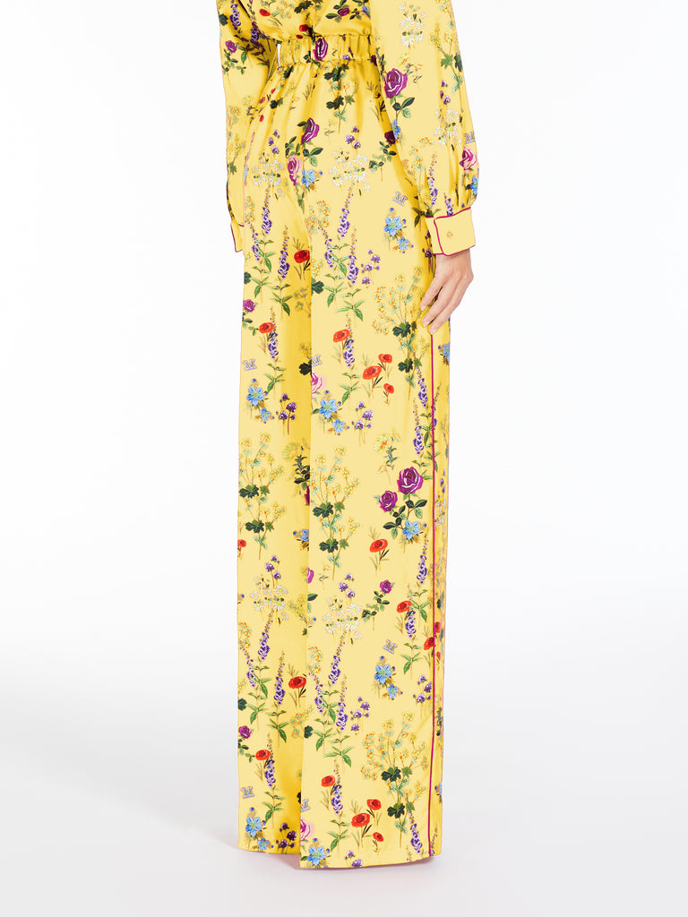 Printed silk pyjama-style trousers