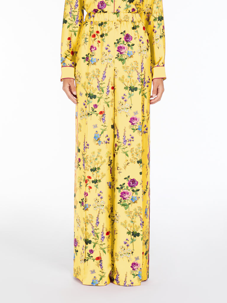 Printed silk pyjama-style trousers