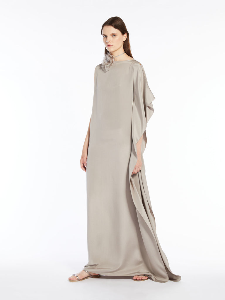 One-shoulder crêpe de Chine dress