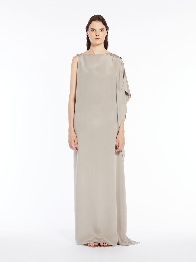 One-shoulder crêpe de Chine dress