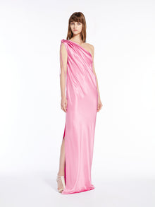 One-shoulder dress in silk satin