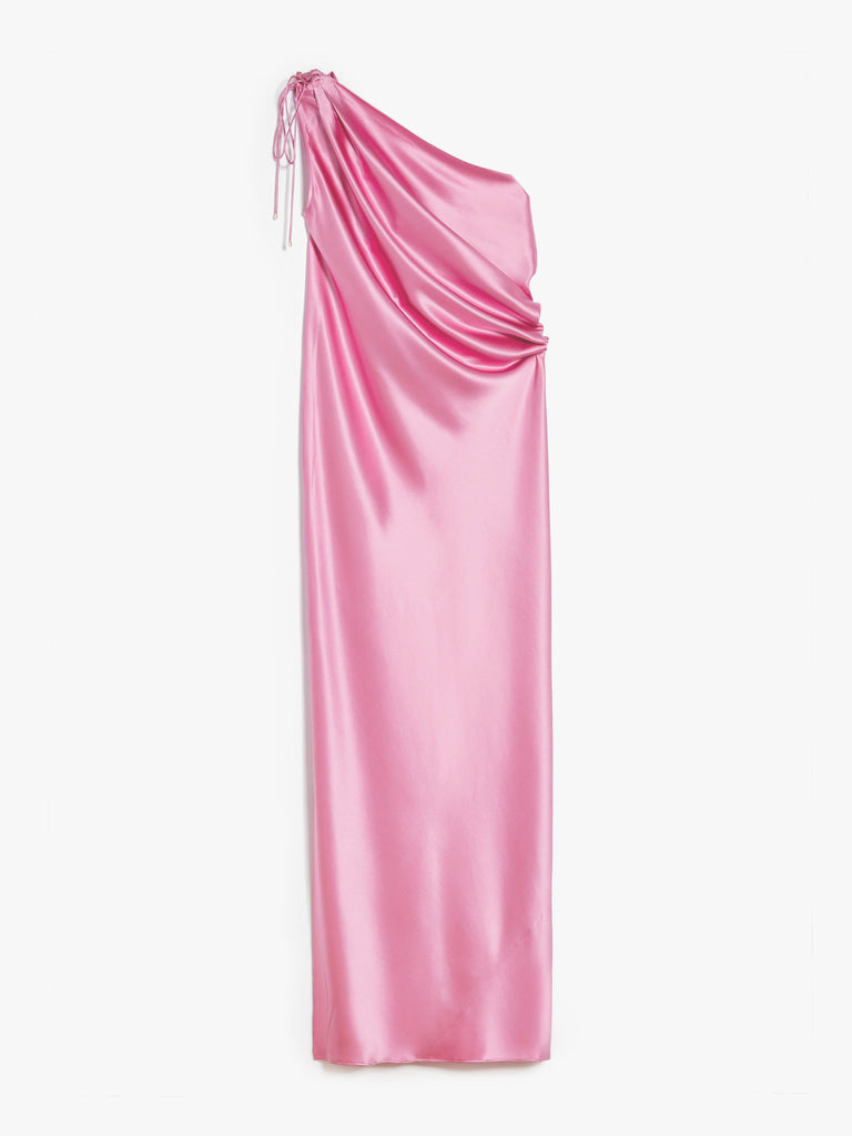 One-shoulder dress in silk satin