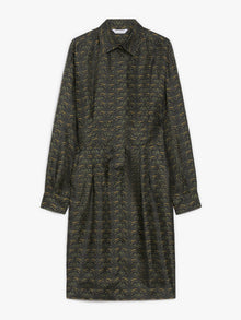 Printed silk shirt dress