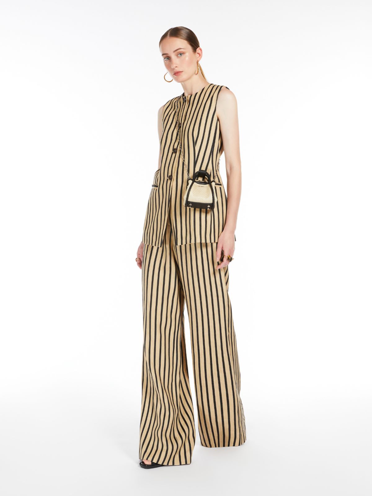 Striped linen and cotton waistcoat