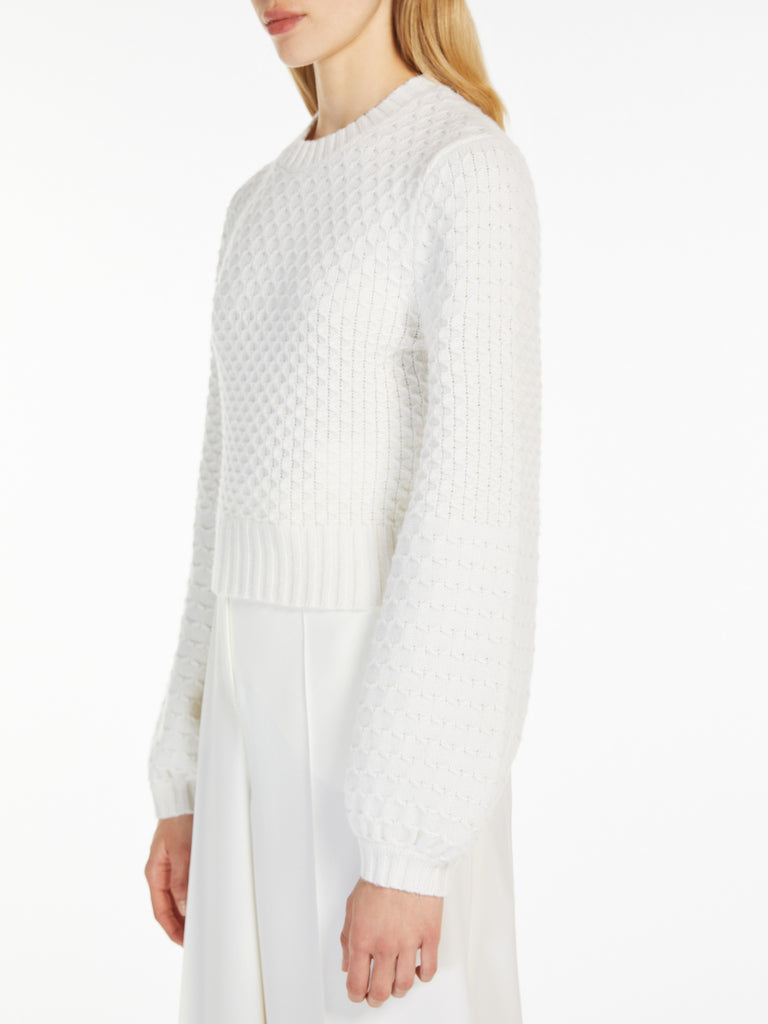 Wool and cashmere decorative-stitch knit jumper