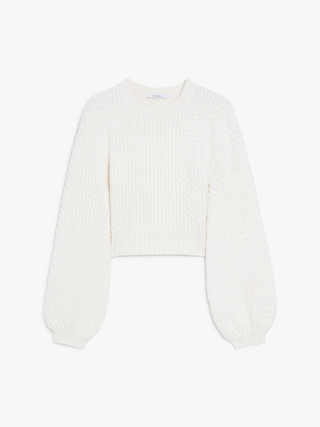 Wool and cashmere decorative-stitch knit jumper