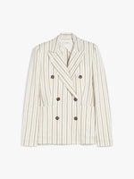 Slim-fit blazer in a patterned cotton and linen