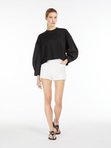 Cotton poplin and jersey boxy T-shirt