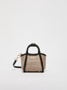 Jacquard raffia-effect fabric mini Marine bag