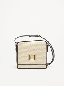 MM Bag in leather and woven fabric