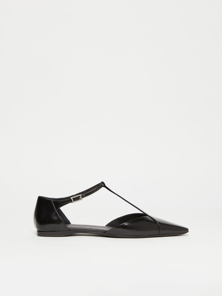 Buffed leather ballet flats