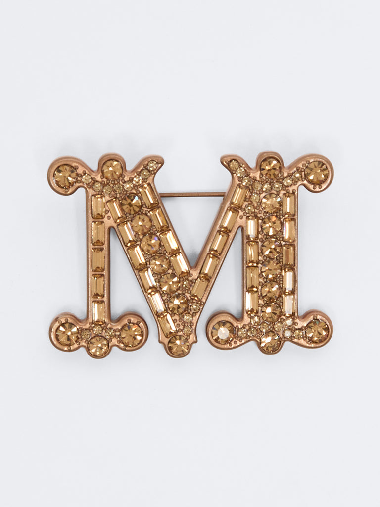 Crystal-adorned Monogram brooch