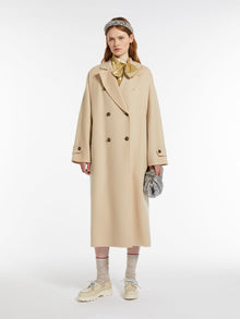 Long wool and technical fabric trench coat