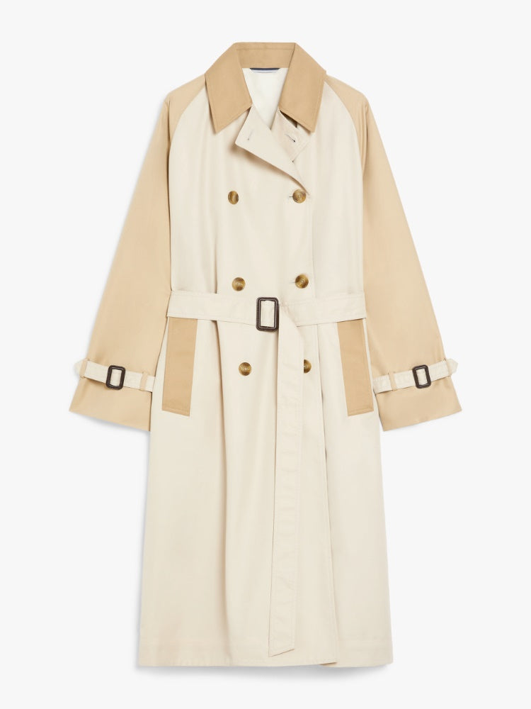 Reversible trench coat in water-repellent gabardine