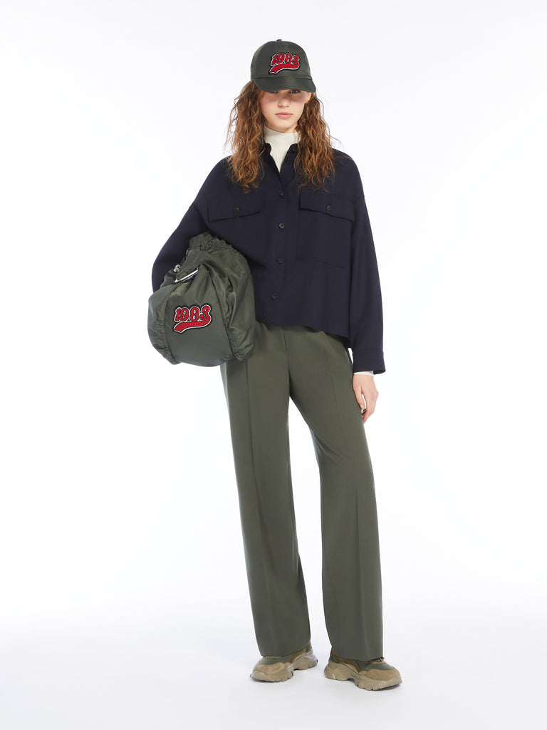 Wool-blend gabardine cropped jacket