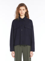 Wool-blend gabardine cropped jacket