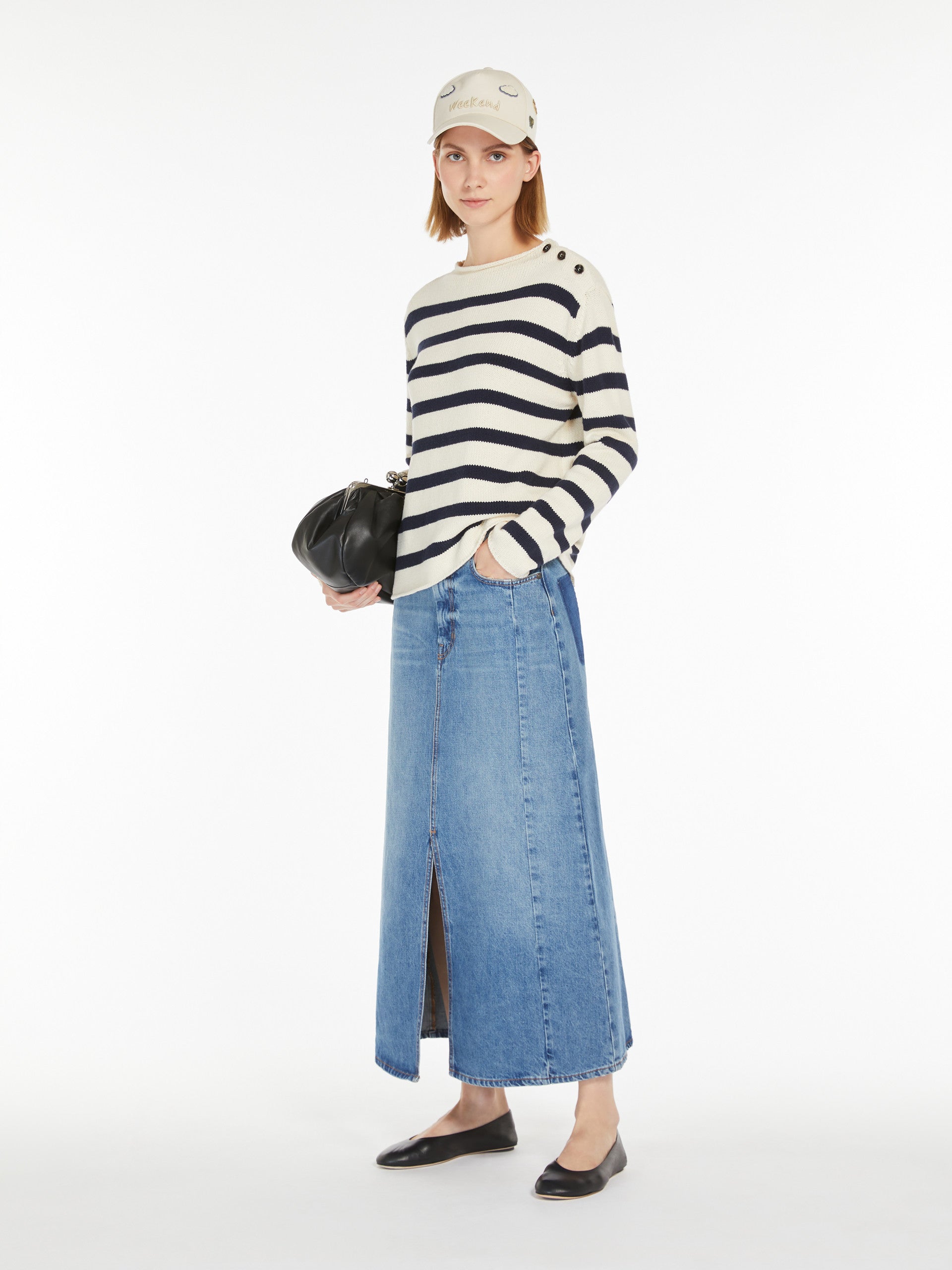 Long, cotton-denim skirt