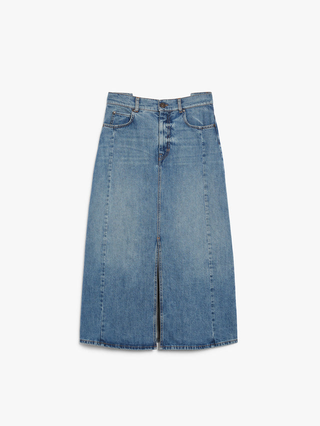 Long, cotton-denim skirt