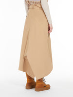 Cotton gabardine trench skirt