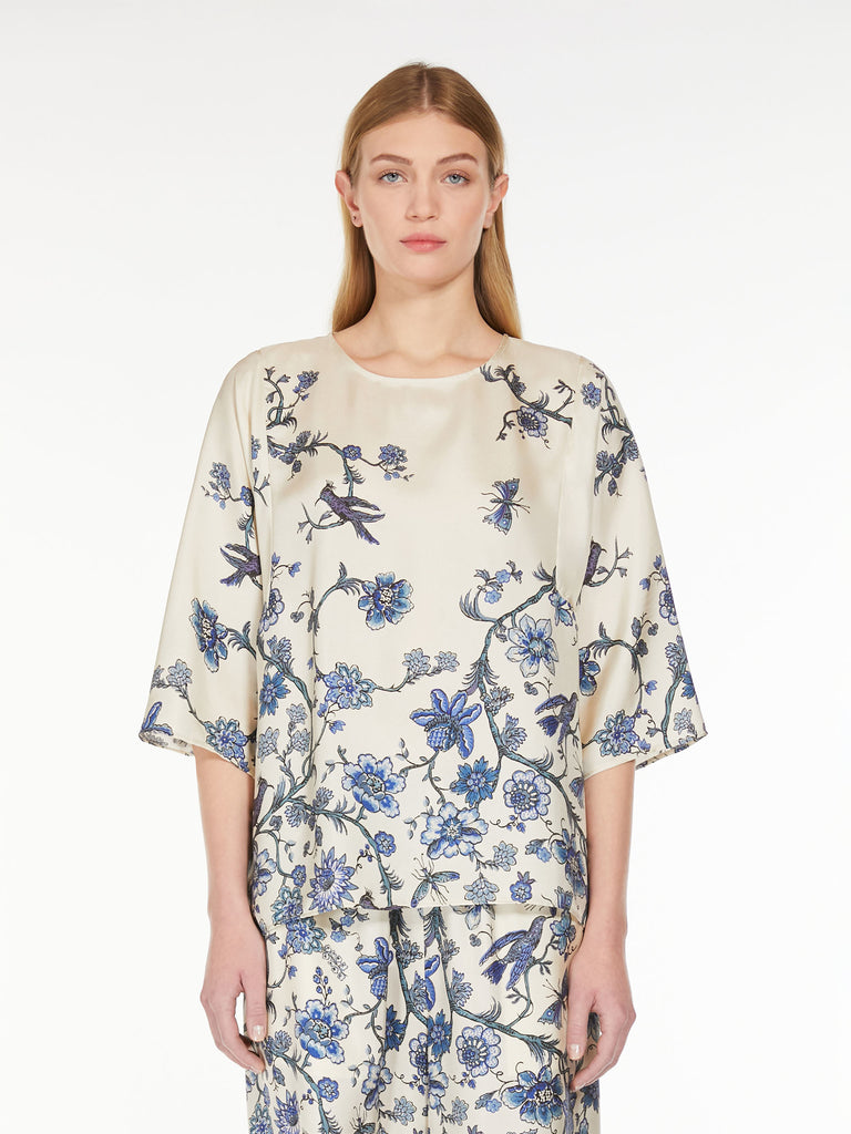 Relaxed-fit printed silk blouse