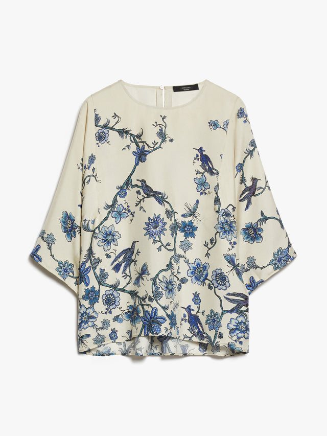 Relaxed-fit printed silk blouse
