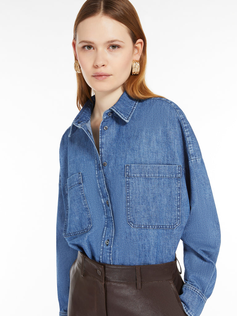 Cotton denim cropped shirt