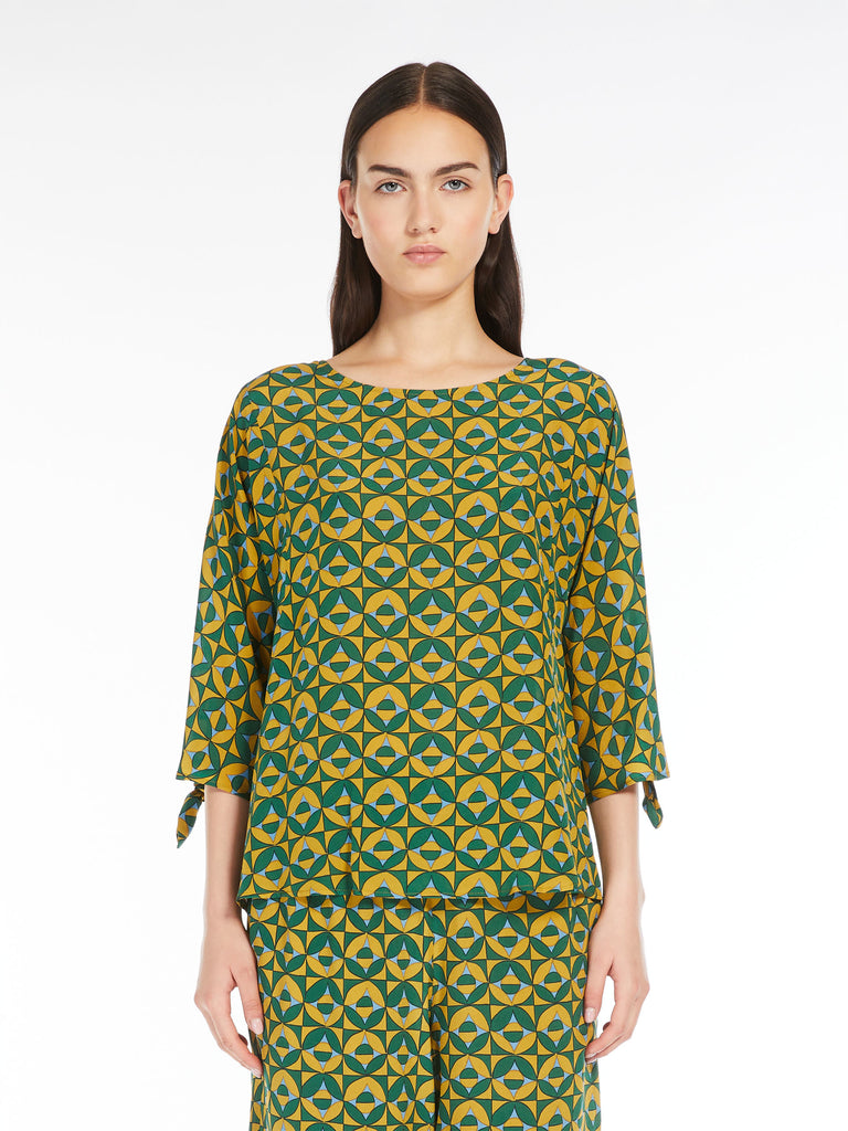 Printed crepe de chine blouse