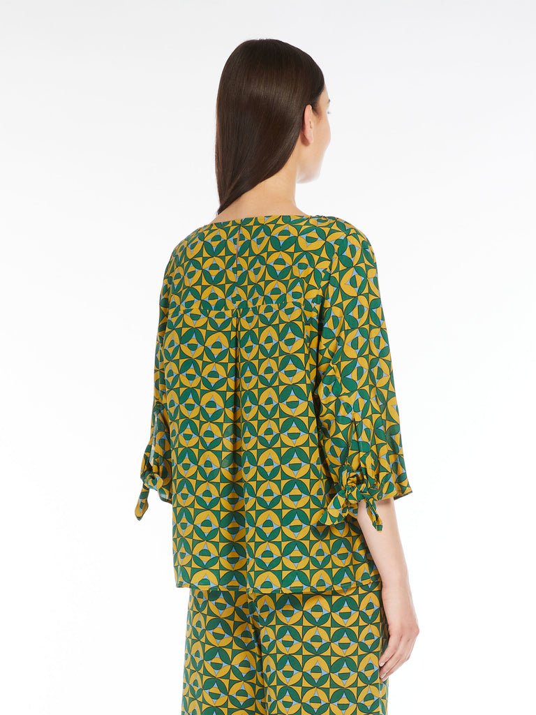 Printed crepe de chine blouse