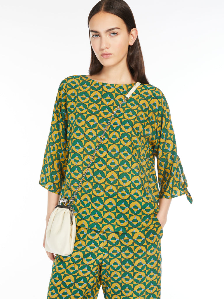 Printed crepe de chine blouse