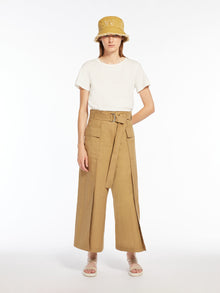 Cotton and linen basketweave trousers