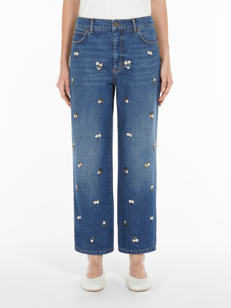 Sequinned denim jeans