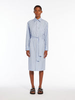 Striped poplin and silk chemisier dress