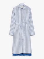 Striped poplin and silk chemisier dress