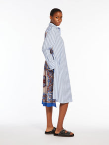 Striped poplin and silk chemisier dress